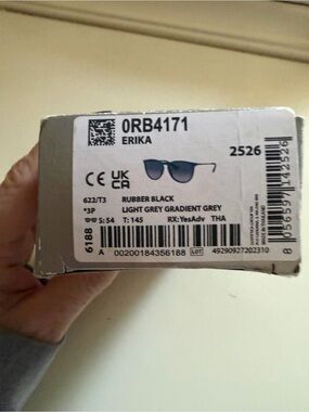 Ray Ban Erika Polarized Lenses- Rubber Black Frame, Light Grey Gradient Lenses